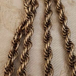 53” Rope Necklace Vintage Solid Versatile Gold Tone Statement Secure Clasp